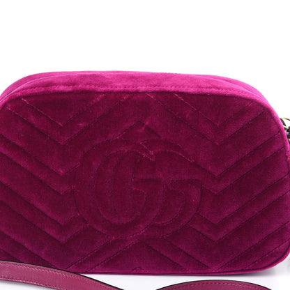 Gucci Velvet Matelasse Small GG Marmont Chain Shoulder Bag Fuchsia Violet Cyclamen 8 of 9