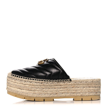 Gucci Nappa Matelasse GG Marmont Platform Espadrille Slippers 36 Black 1 of 9