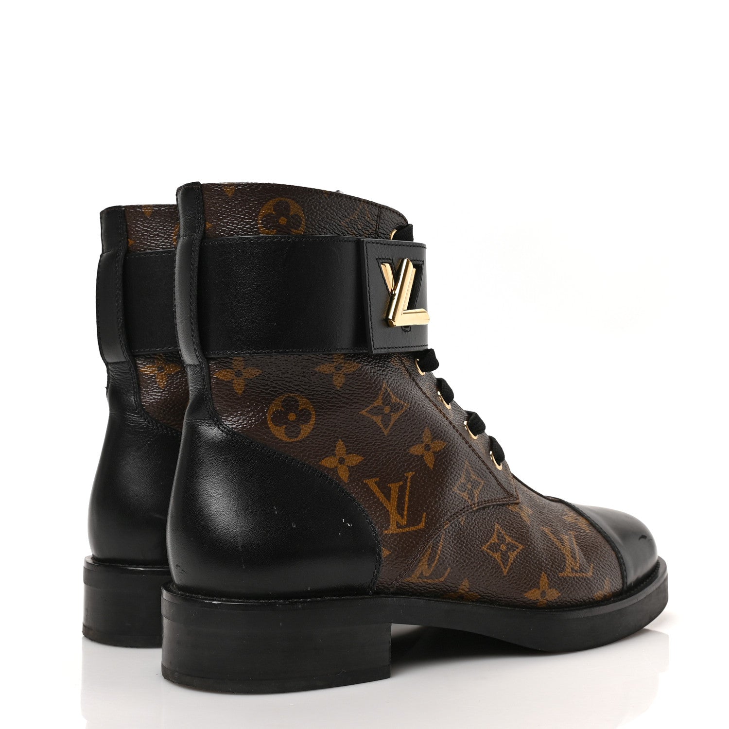Louis Vuitton Calfskin Monogram Wonderland Flat Ranger Boots 40 Black 4 of 7