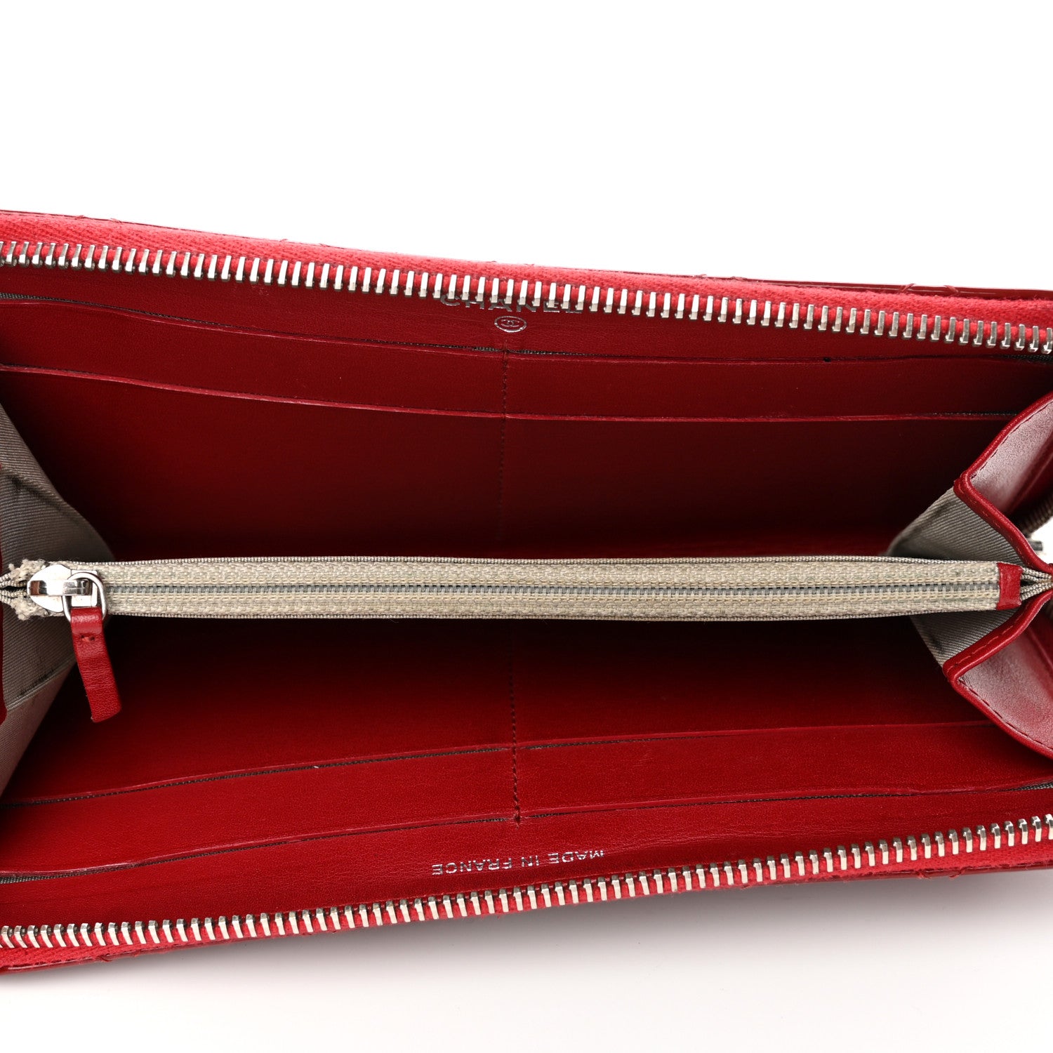 Chanel Patent Quilted Brilliant Zip Around Wallet Red 5 of 8