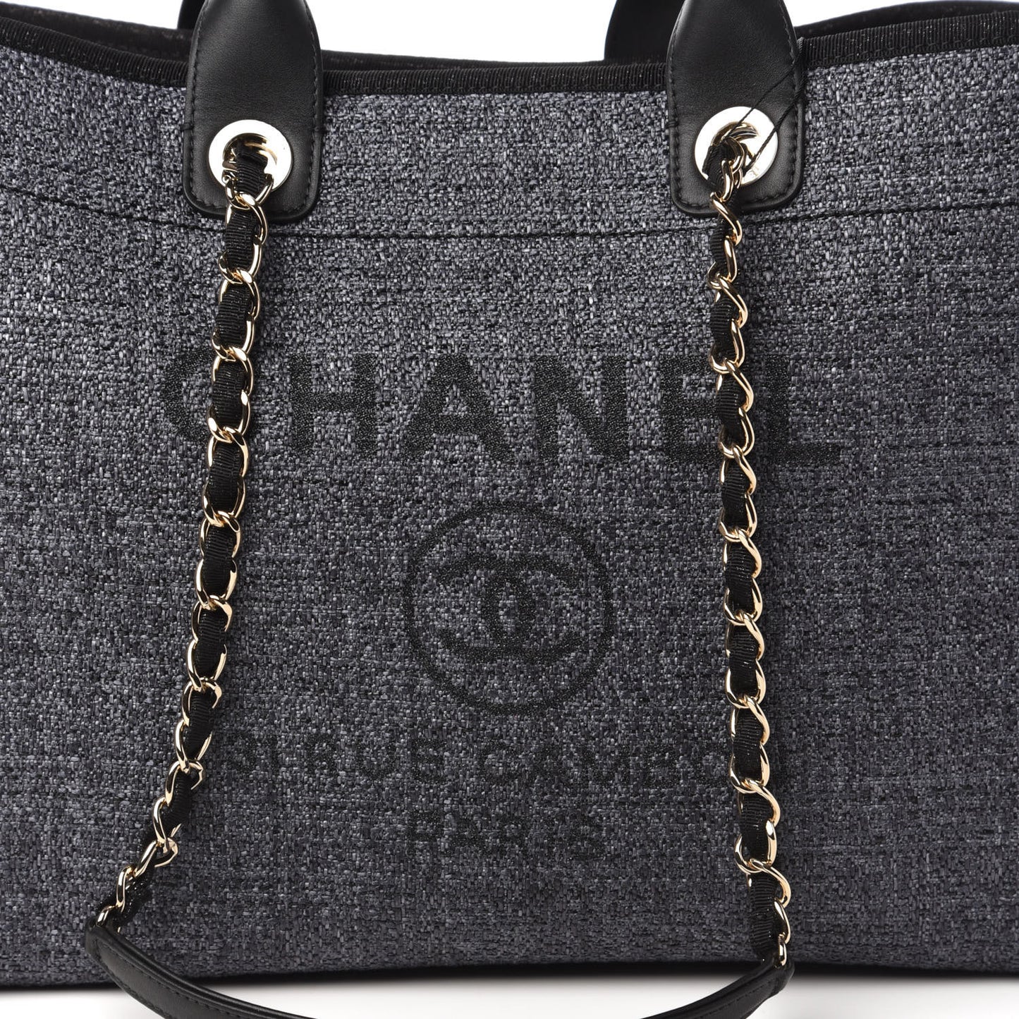 Lurex Boucle Medium Deauville Tote Black