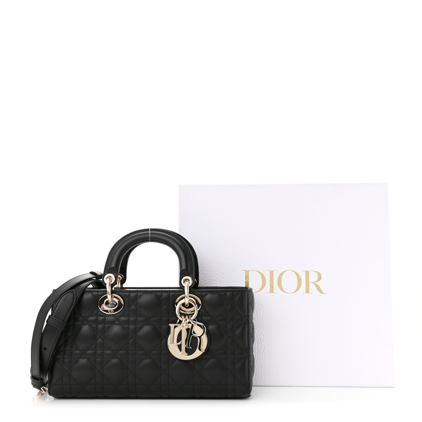 Lambskin Cannage Medium Lady D-Joy Black