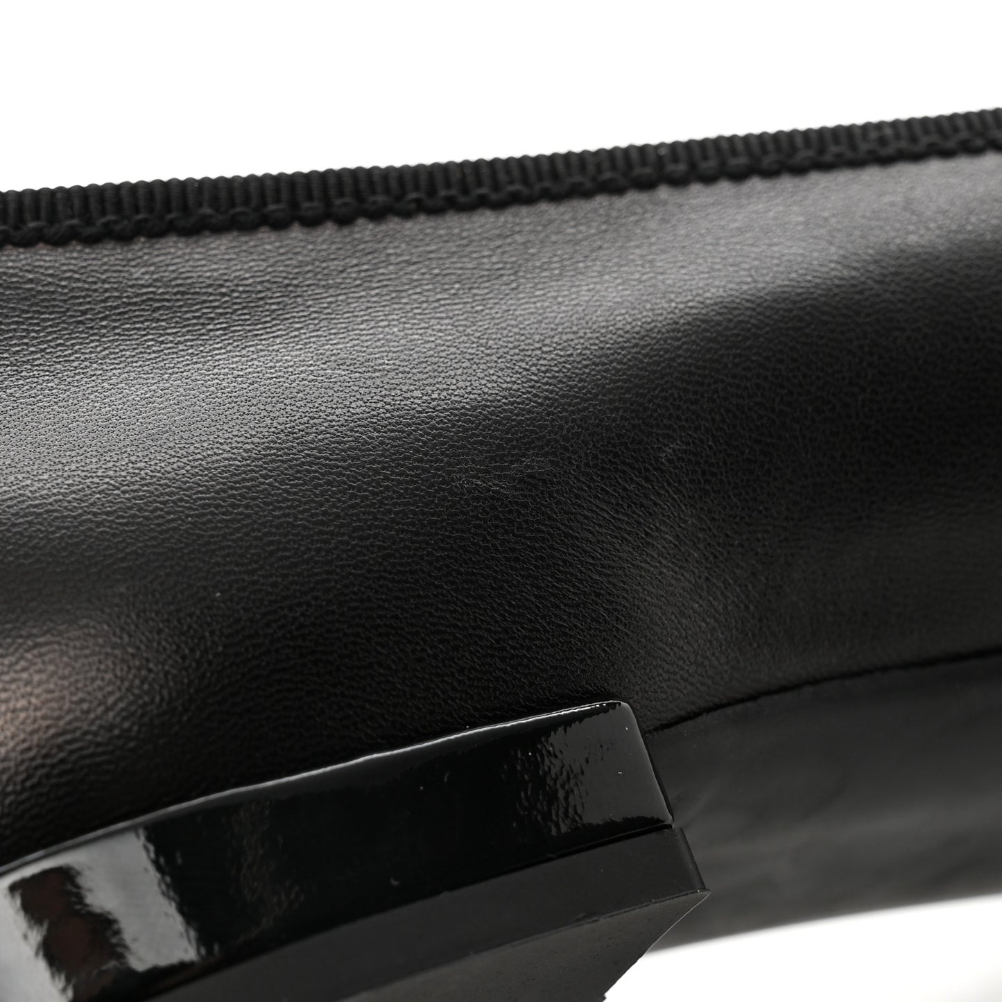 Nappa Vernice Cap Toe Logo Bow Ballerina Flats 35 Black