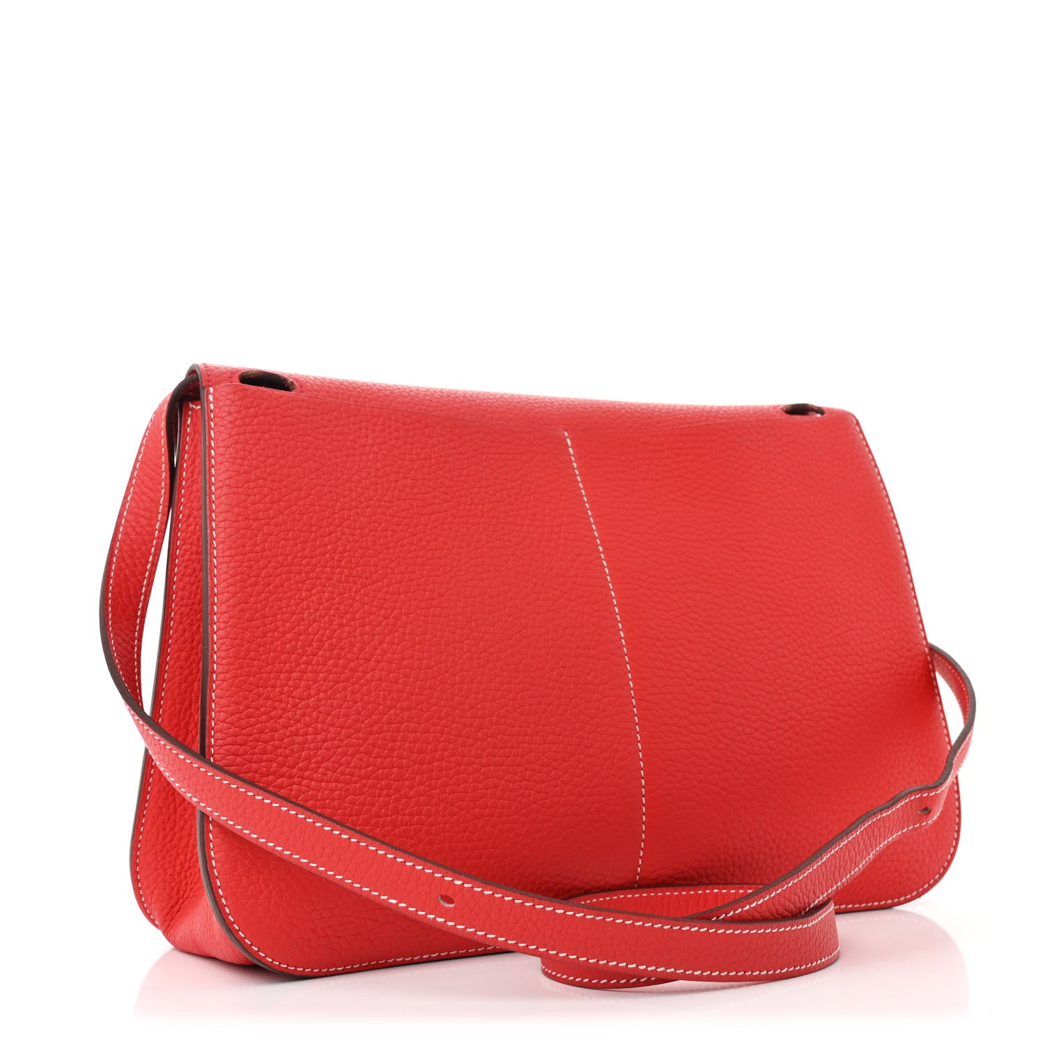 Hermes Taurillon Clemence Verso Halzan 31 GM Rouge Casaque Vermillion 3 of 11