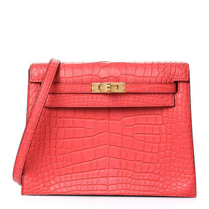 Hermes Matte Alligator Kelly Danse II Belt Bag Bougainvillea 1 of 13