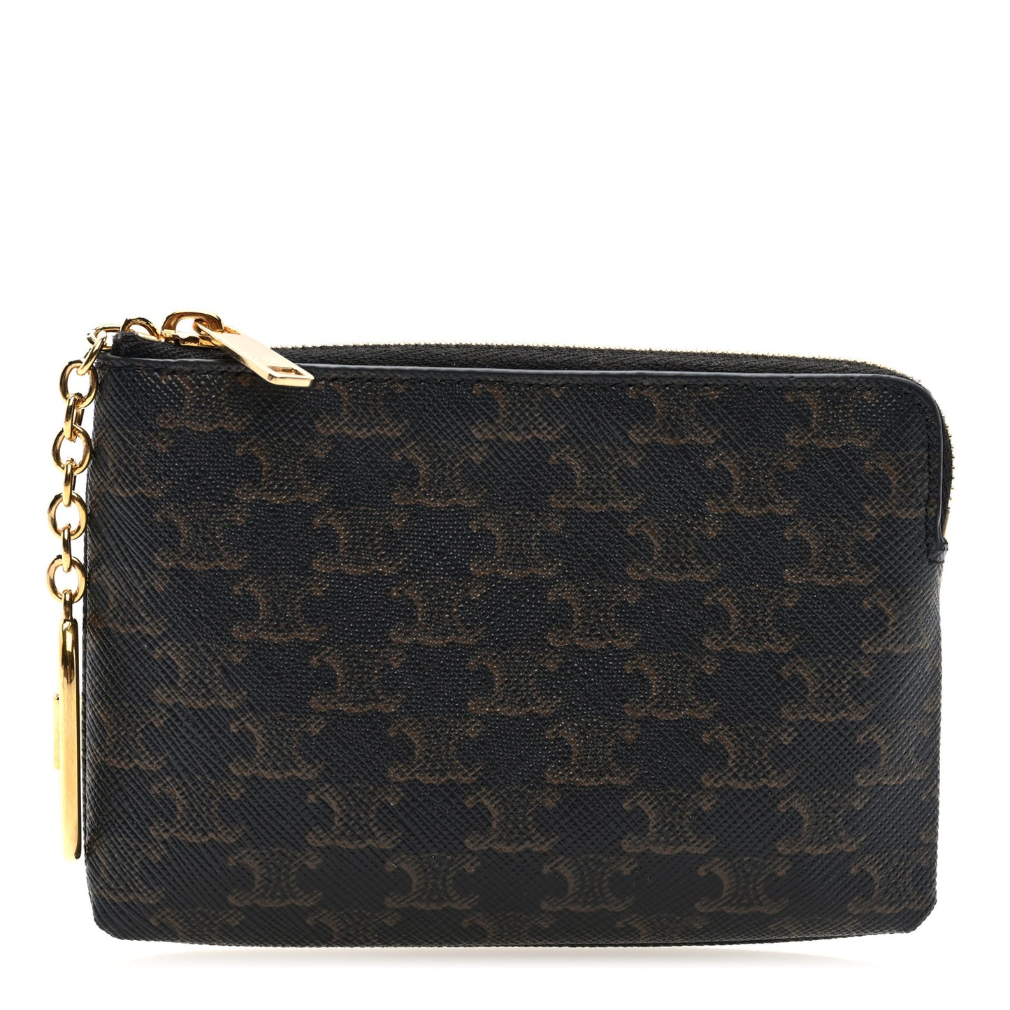 Triomphe Canvas Coin and Card Pouch With Hook Black