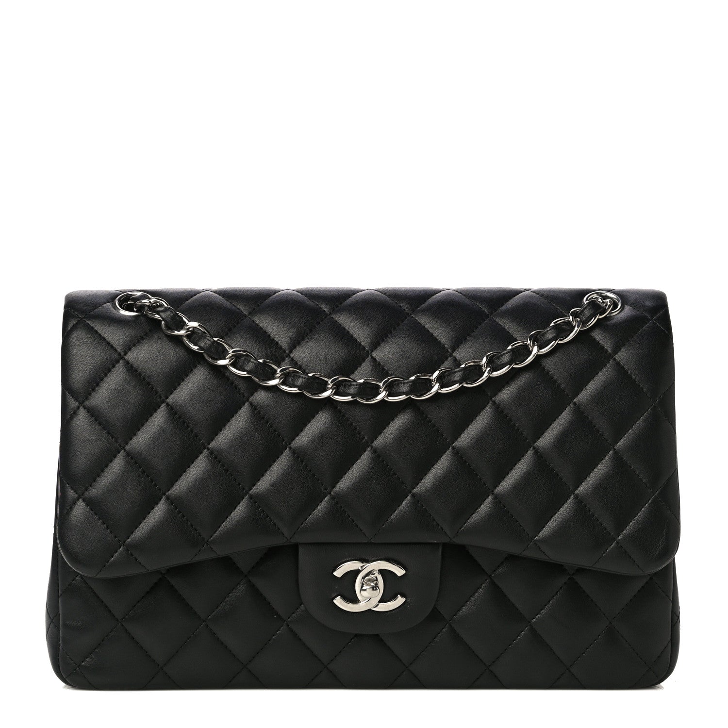Chanel Lambskin Quilted Jumbo Double Flap Black 1 of 22