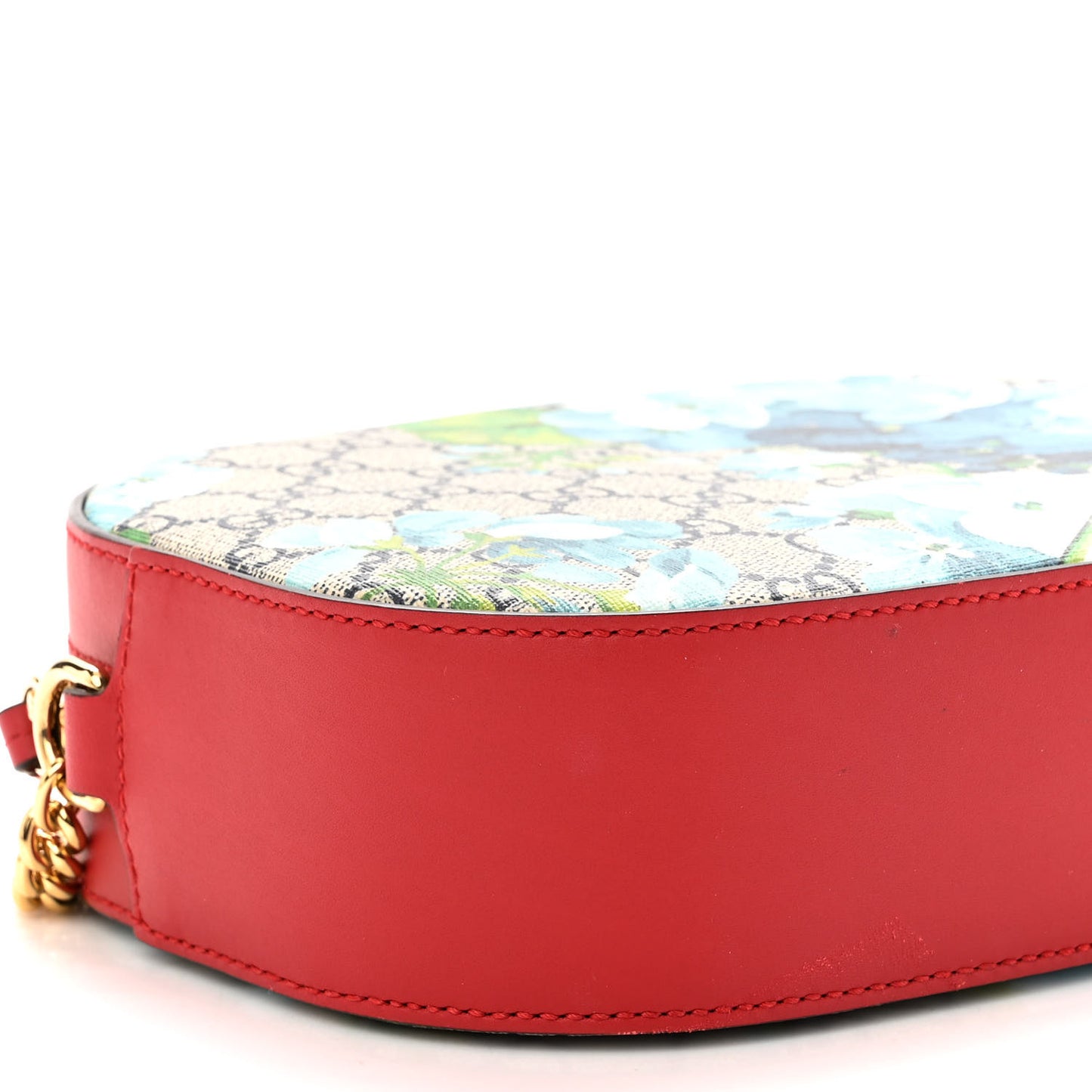 GG Supreme Monogram Blooms Mini Chain Shoulder Bag Beige Blue Navy Hibiscus Red