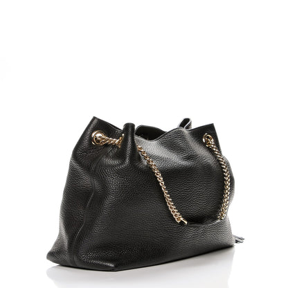 Gucci Pebbled Calfskin Medium Soho Chain Shoulder Bag Black 3 of 8