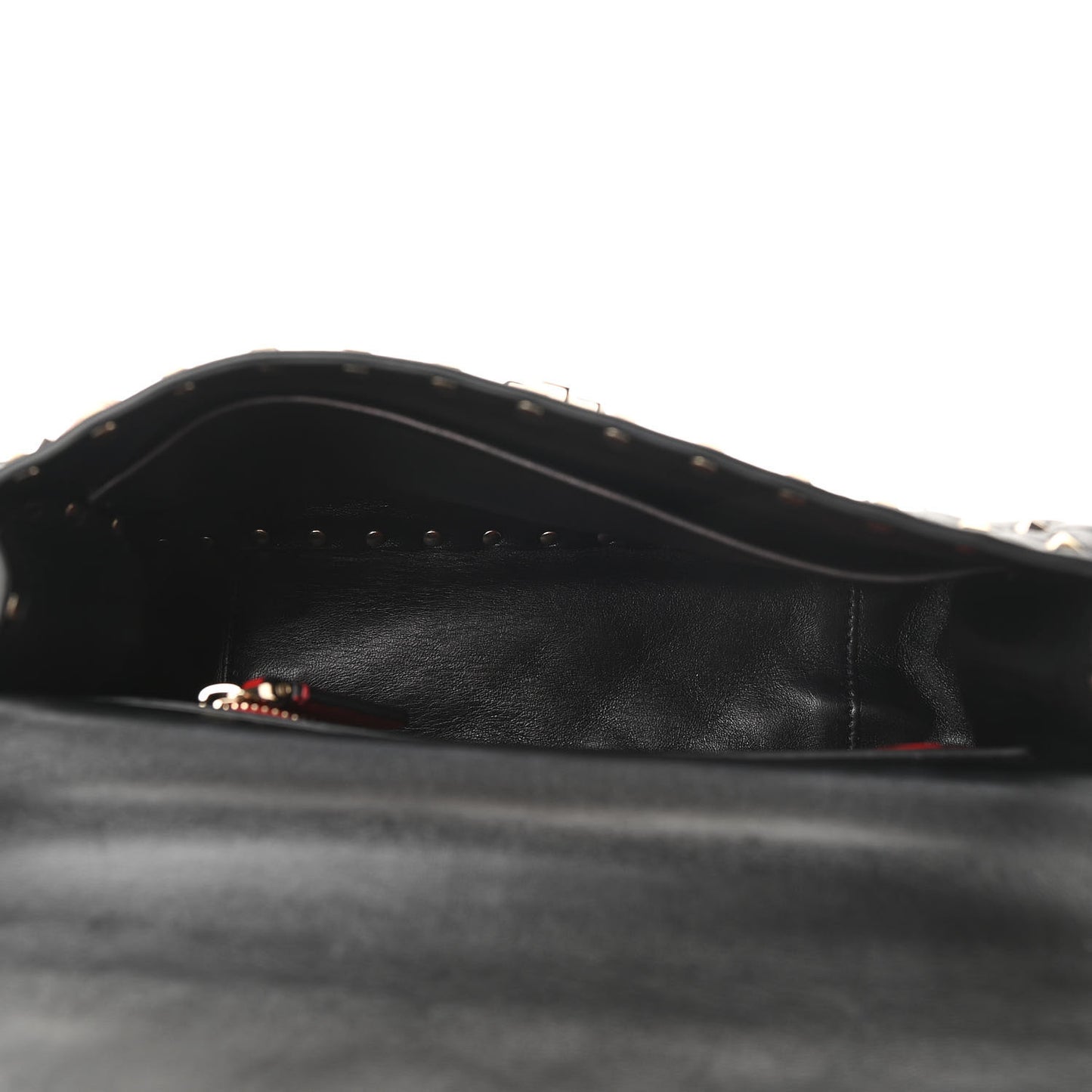 Lambskin Medium Rockstud Spike Shoulder Bag Black