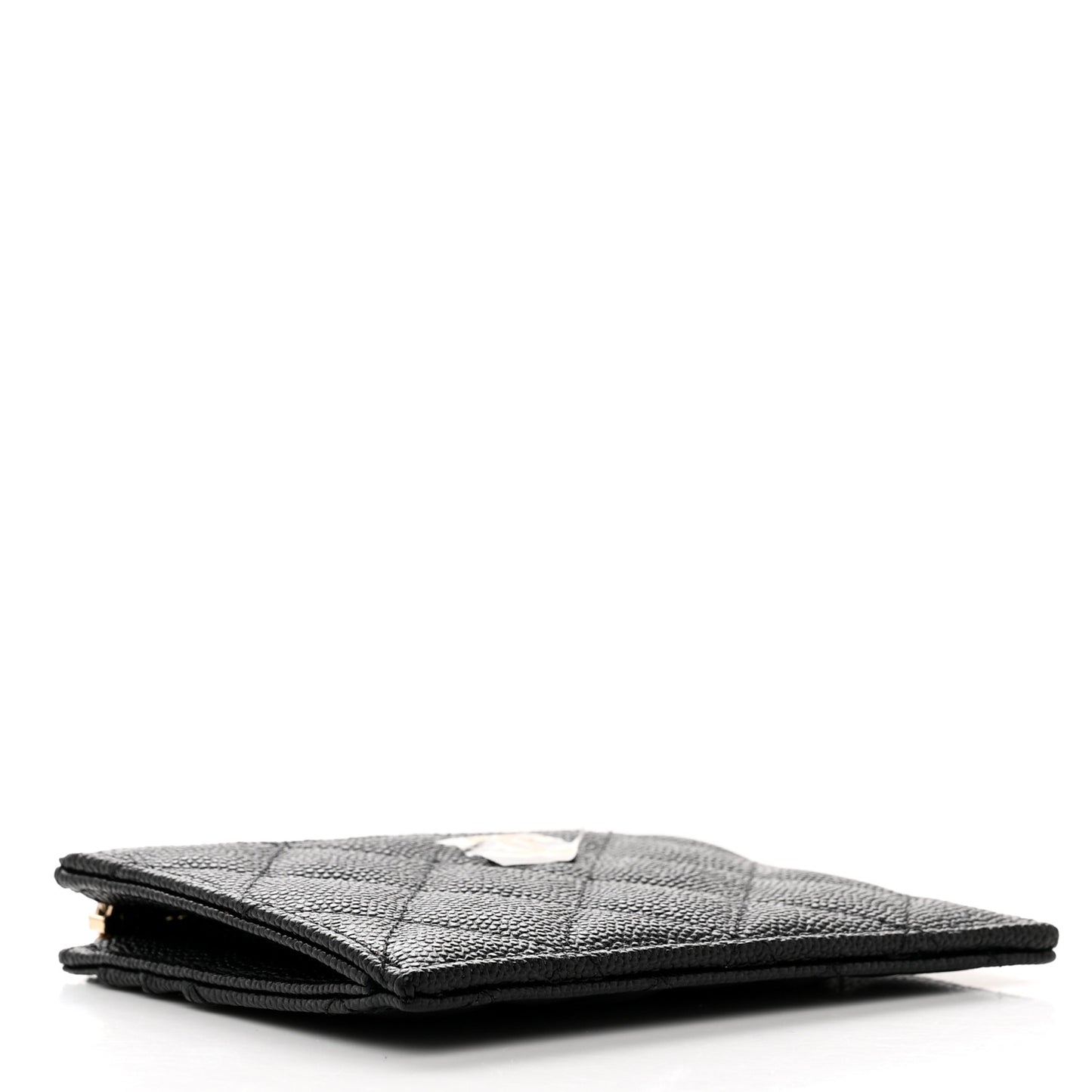 Caviar Quilted CC Zip Card Holder Black