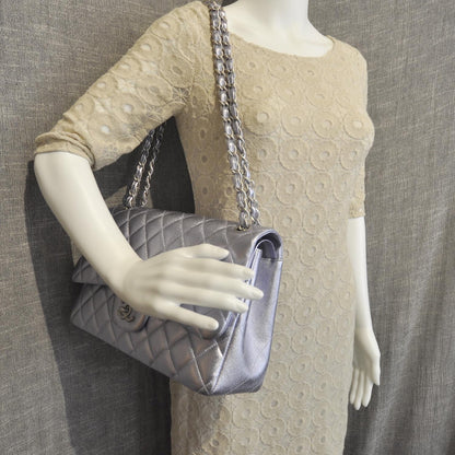 Chanel Metallic Lambskin Quilted Jumbo Flap Lilac 2 of 10