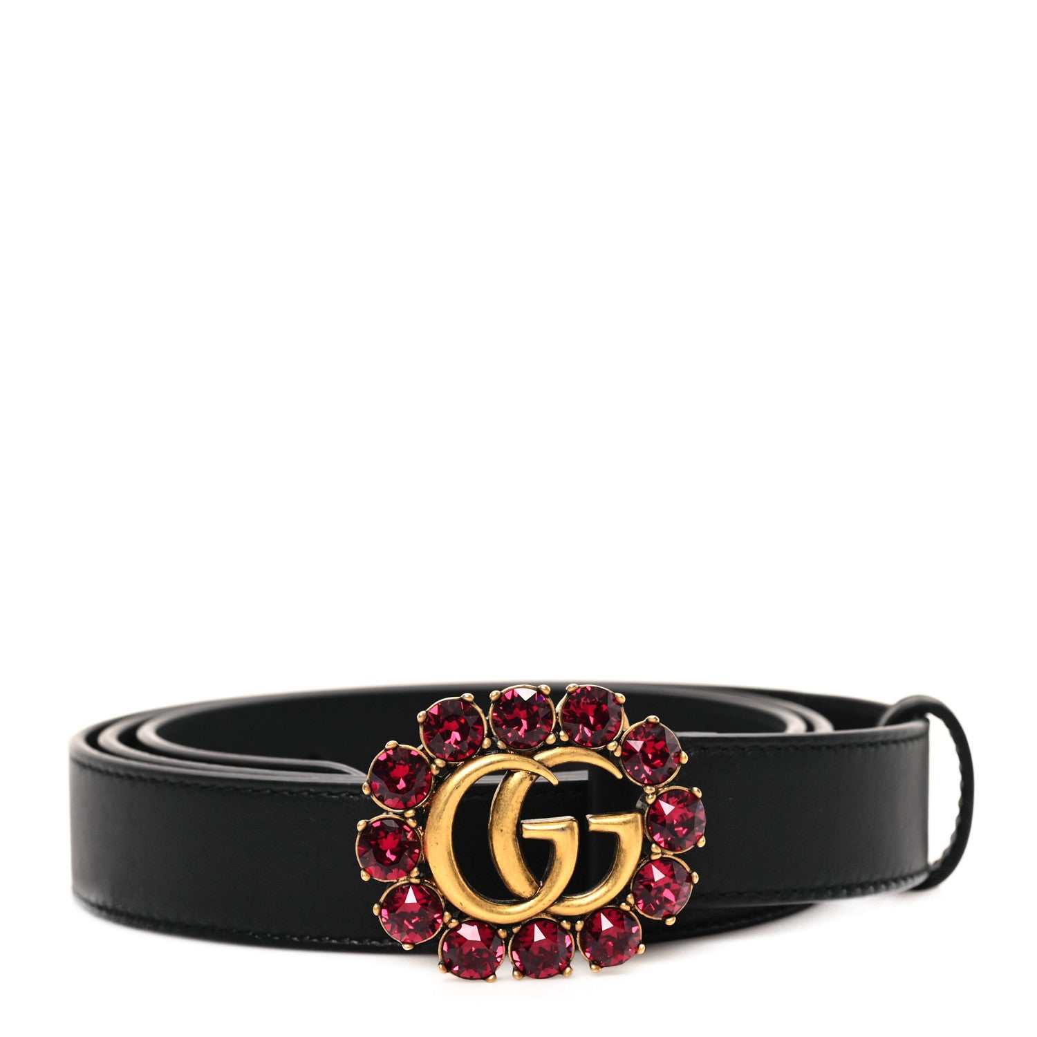 Gucci Calfskin Crystal Double G 30mm Belt 95 38 Black 1 of 4