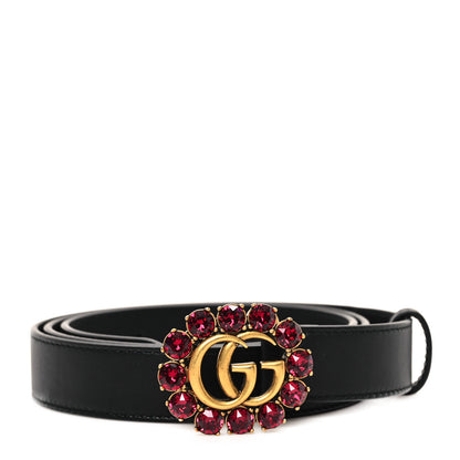 Gucci Calfskin Crystal Double G 30mm Belt 95 38 Black 1 of 4