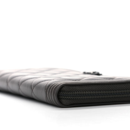 Chanel Caviar Quilted Large Boy Zip Around Wallet Grey 10 of 11