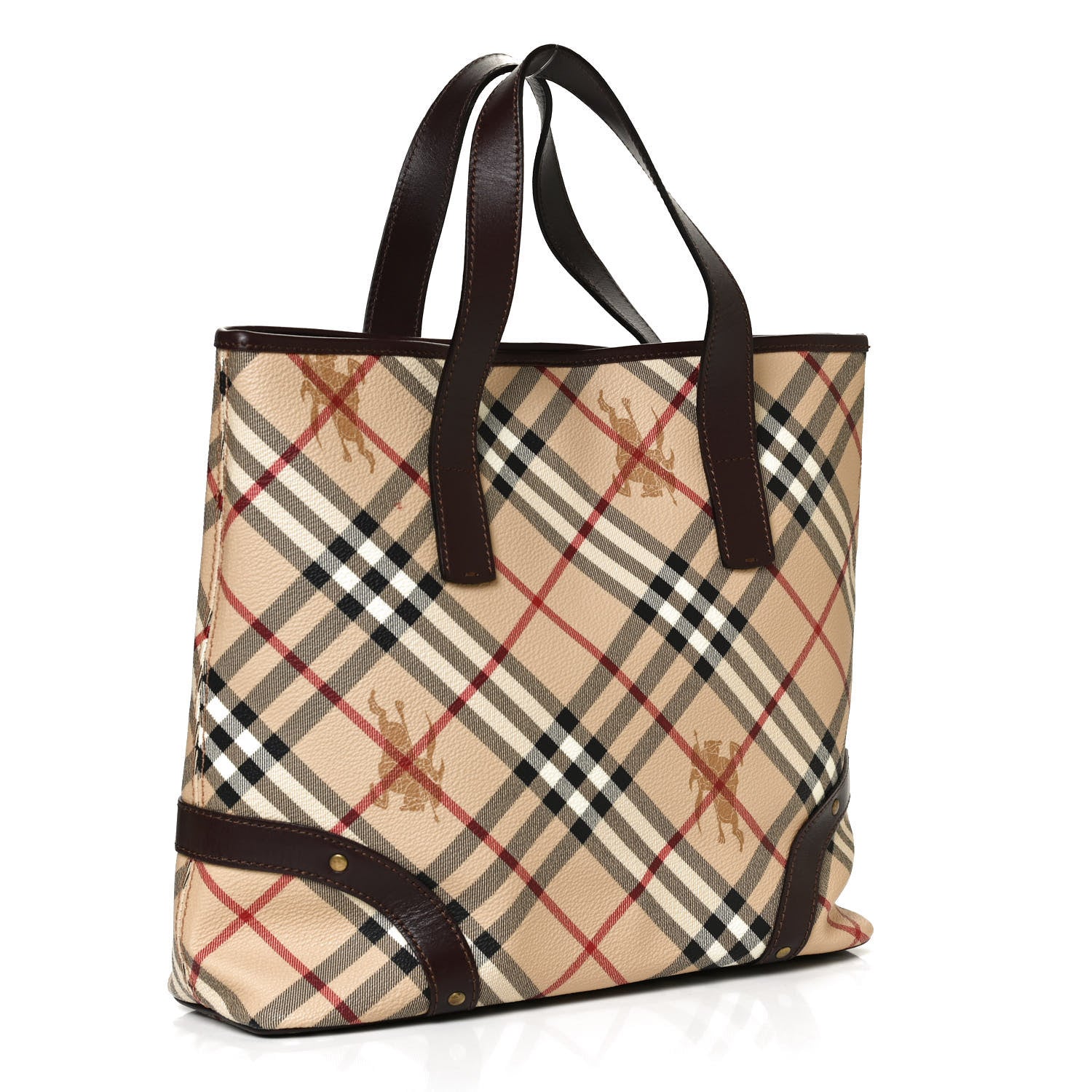 Burberry Haymarket Check Studded Tote Chocolate 2 of 10