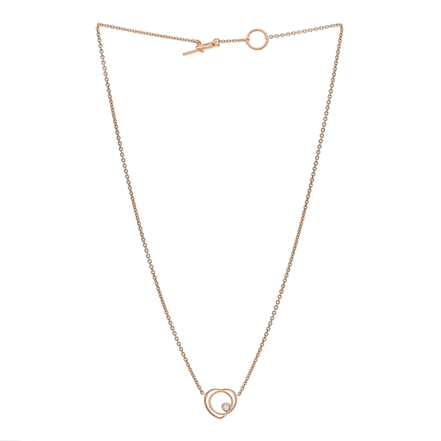 Hermes 18K Rose Gold Diamond TPM Vertige Coeur Necklace ST 3 of 5