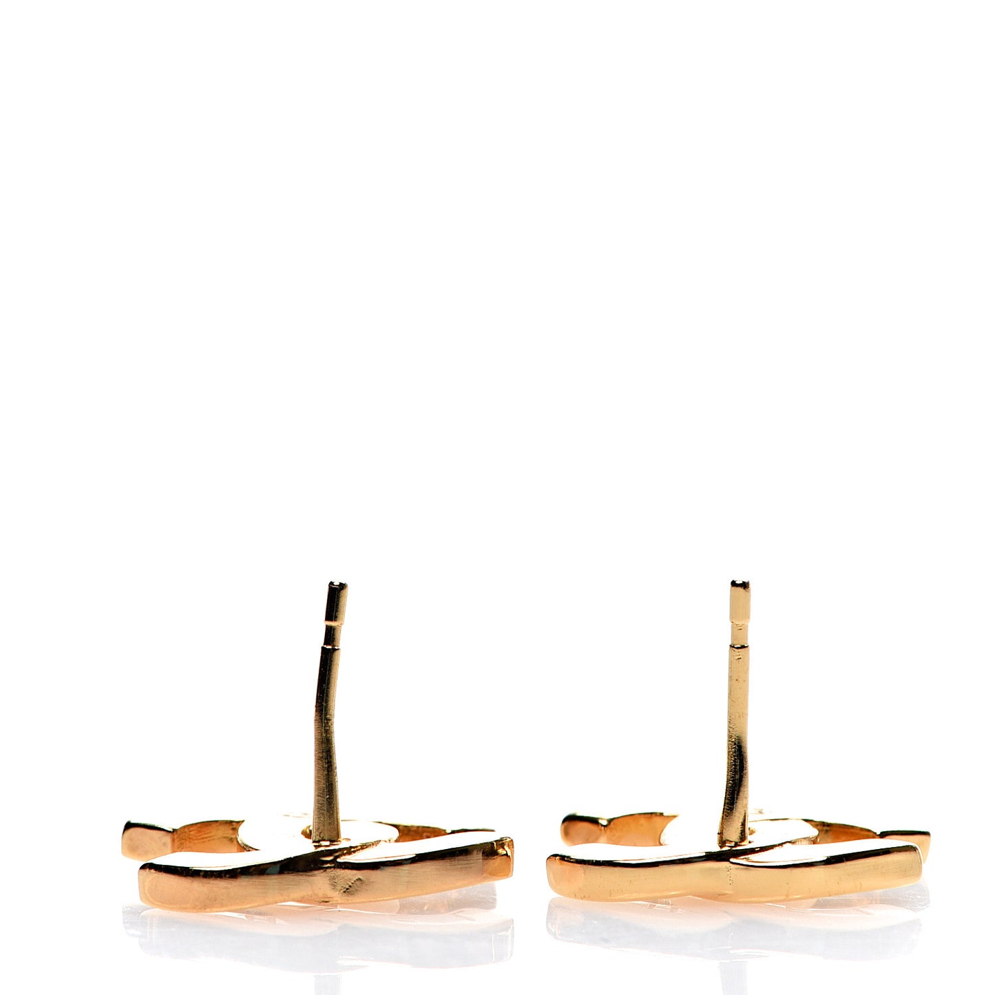 Metal CC Paris Button Stud Earrings Gold