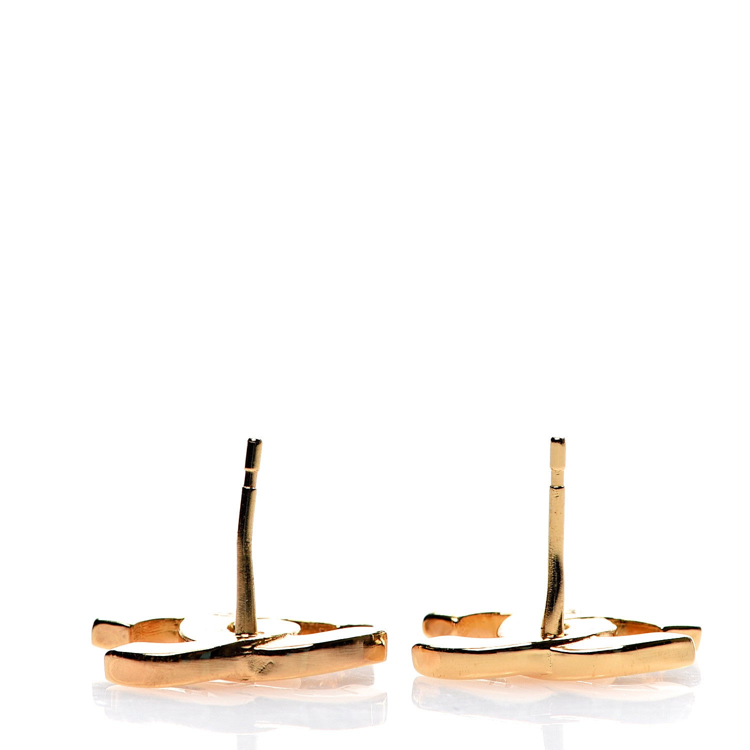 Chanel Metal CC Paris Button Stud Earrings Gold 6 of 6