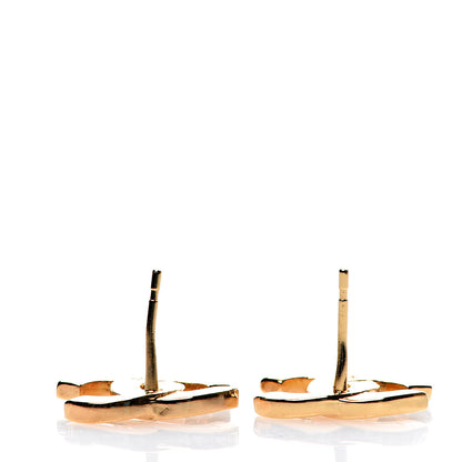 Chanel Metal CC Paris Button Stud Earrings Gold 6 of 6
