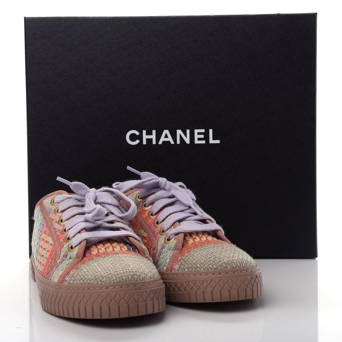 Tweed Low Top Sneakers 36 Multicolor Beige