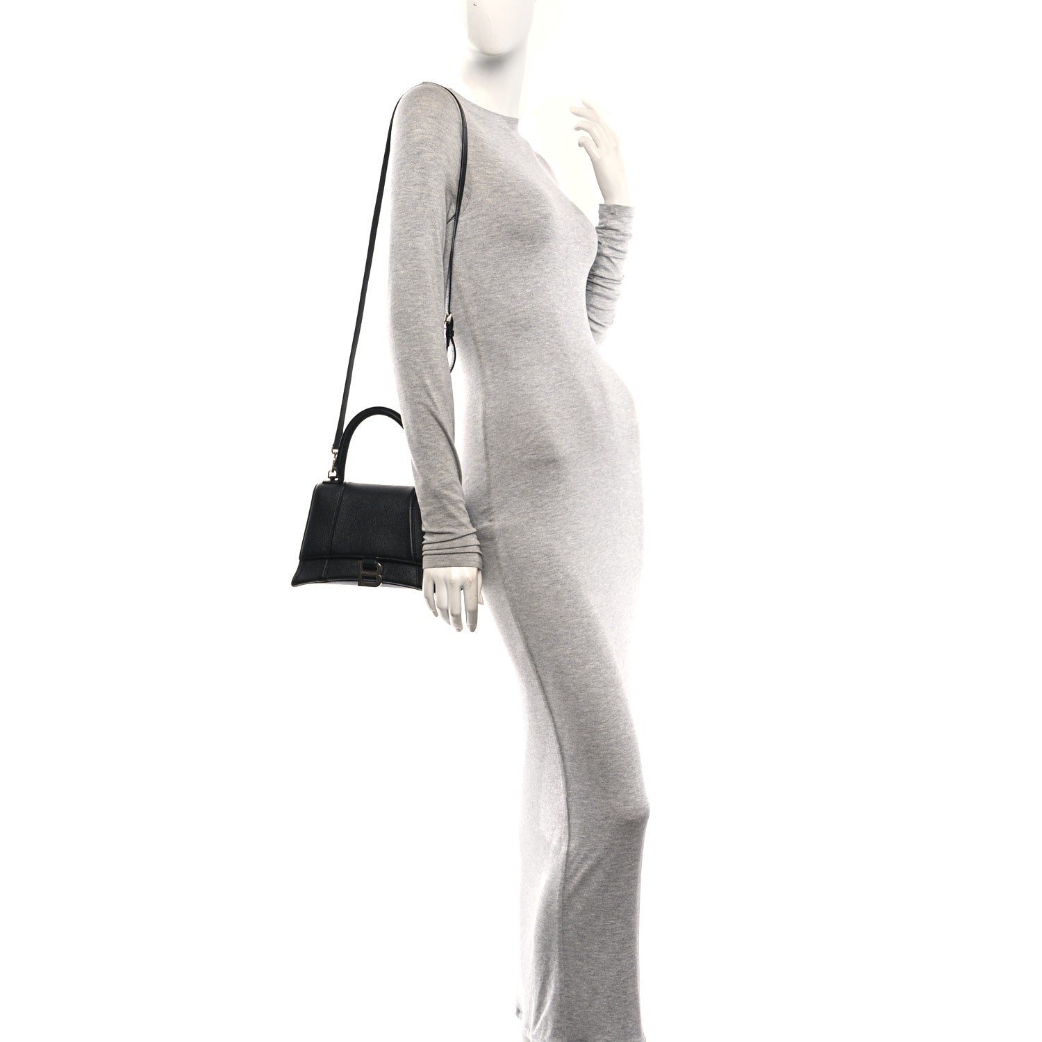 Balenciaga Grained Calfskin Small Hourglass Top Handle Bag Black 2 of 14
