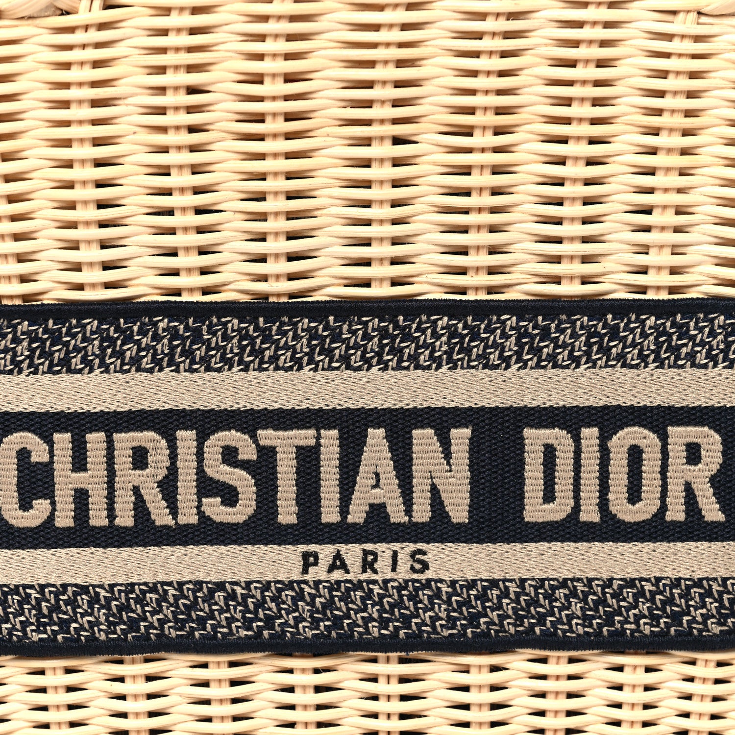 Christian Dior Wicker Oblique Basket Bag Blue 8 of 10