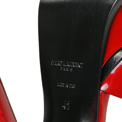 Saint Laurent Patent Calfskin Tribute 105 Platform Sandals 41 Hot Red 6 of 7