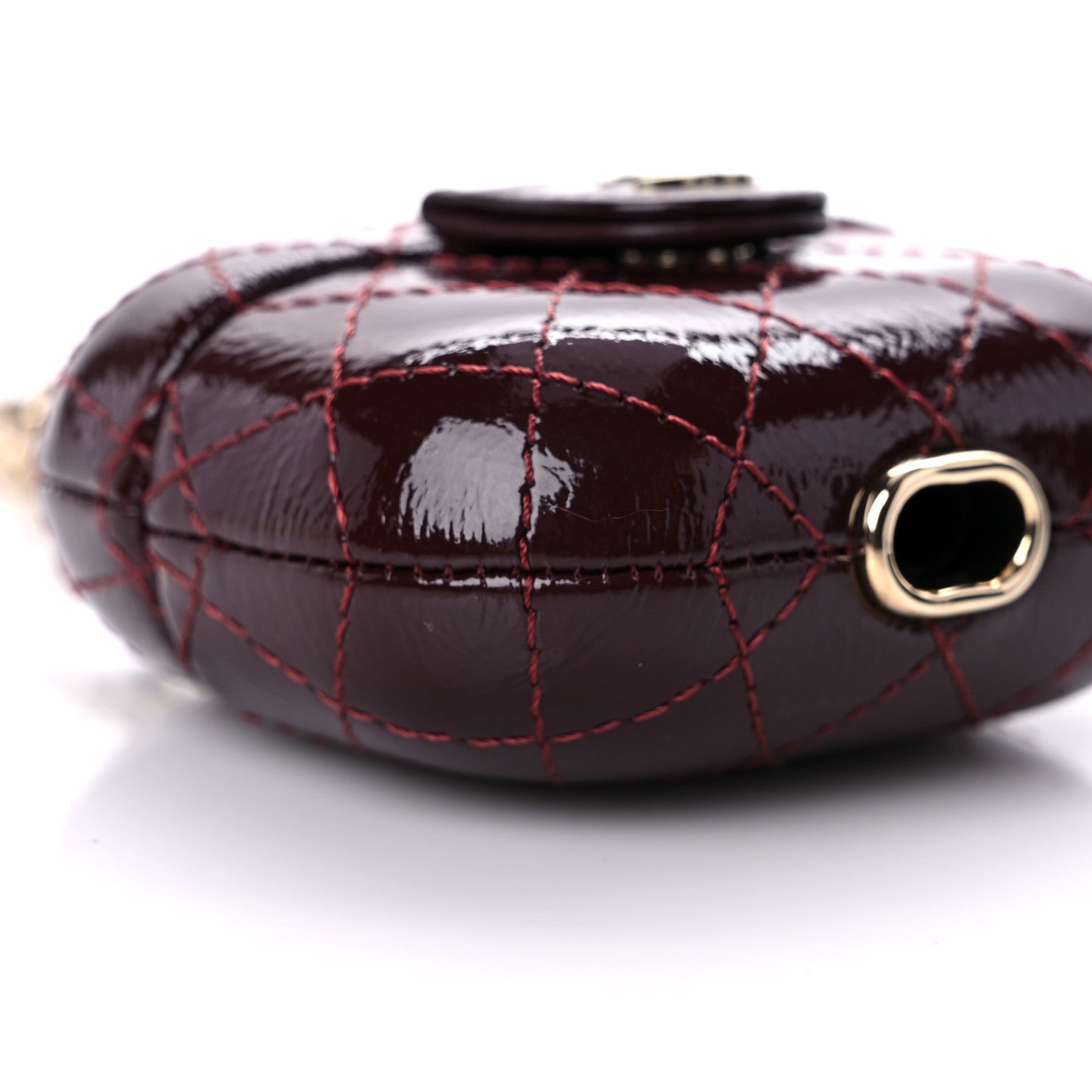 Chanel Glazed Calfskin Quilted Airpods Pro Case With Chain Burgundy 7 of 9