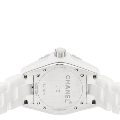 Chanel Stainless Steel Ceramic Diamond 38mm J12 Automatic Watch White 4 of 4