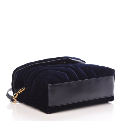 Saint Laurent Velvet Y Quilted Monogram Toy Loulou Crossbody Bag Navy 4 of 11