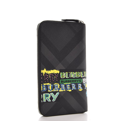 Burberry Coated Canvas Graffiti Print Zippy Wallet Black 3 of 9