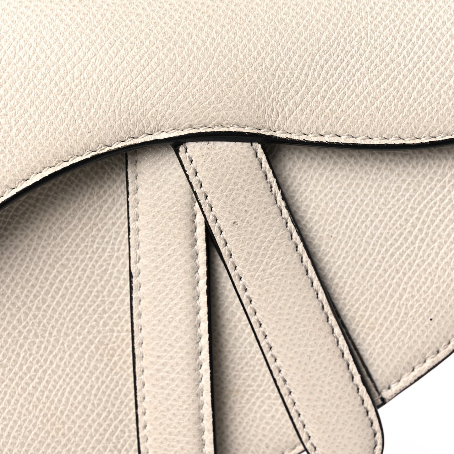 Grained Calfskin Mini Saddle Bag White