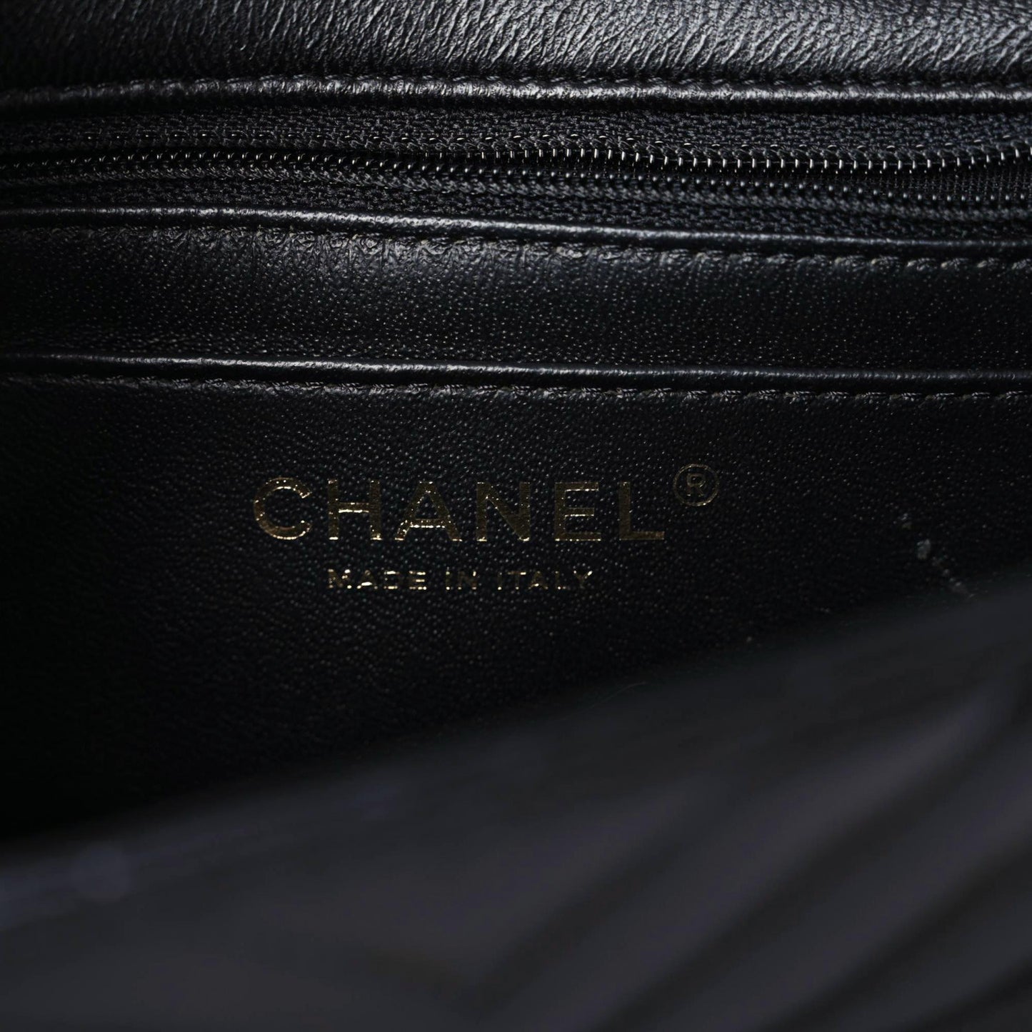 Lambskin Chevron Quilted Mini Square Flap Black