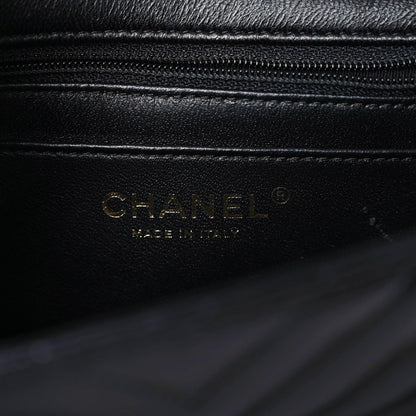 Chanel Lambskin Chevron Quilted Mini Square Flap Black 9 of 14
