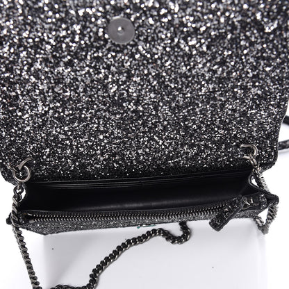 Saint Laurent Metallic Glitter Classic Monogram Kate Tassel Chain Wallet Gun Metal Black 5 of 8