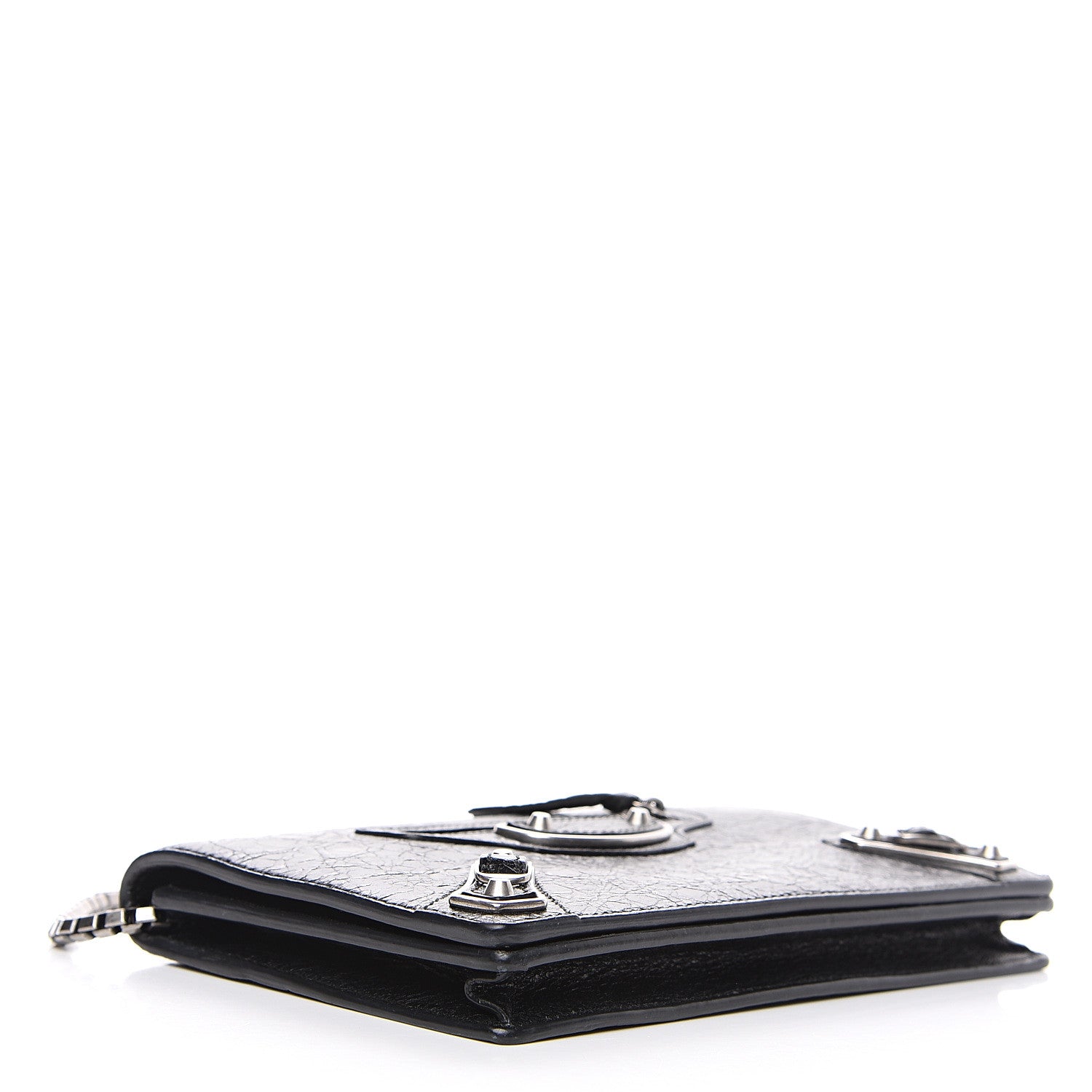 Balenciaga Agneau Silver Metallic Edge Hardware Wallet On Chain Black 3 of 9
