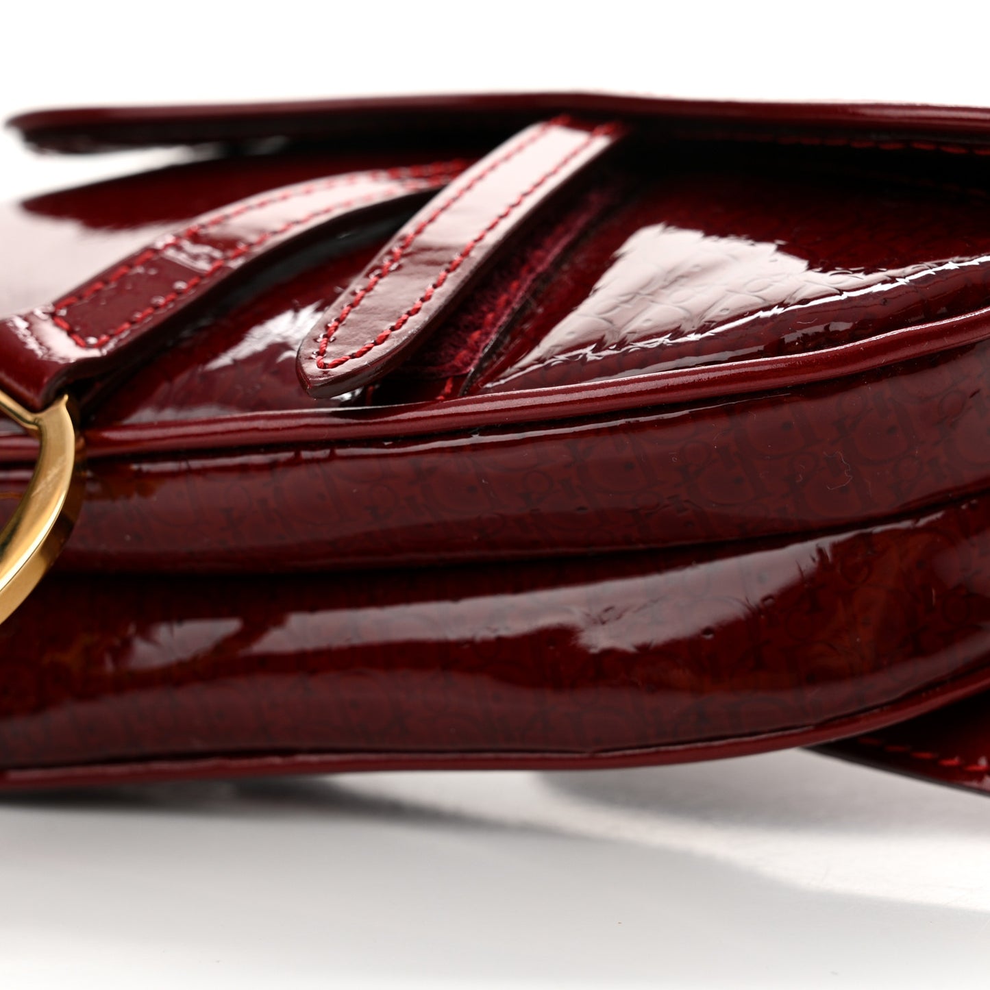 Patent Diorissimo Saddle Belt Bag Dark Red