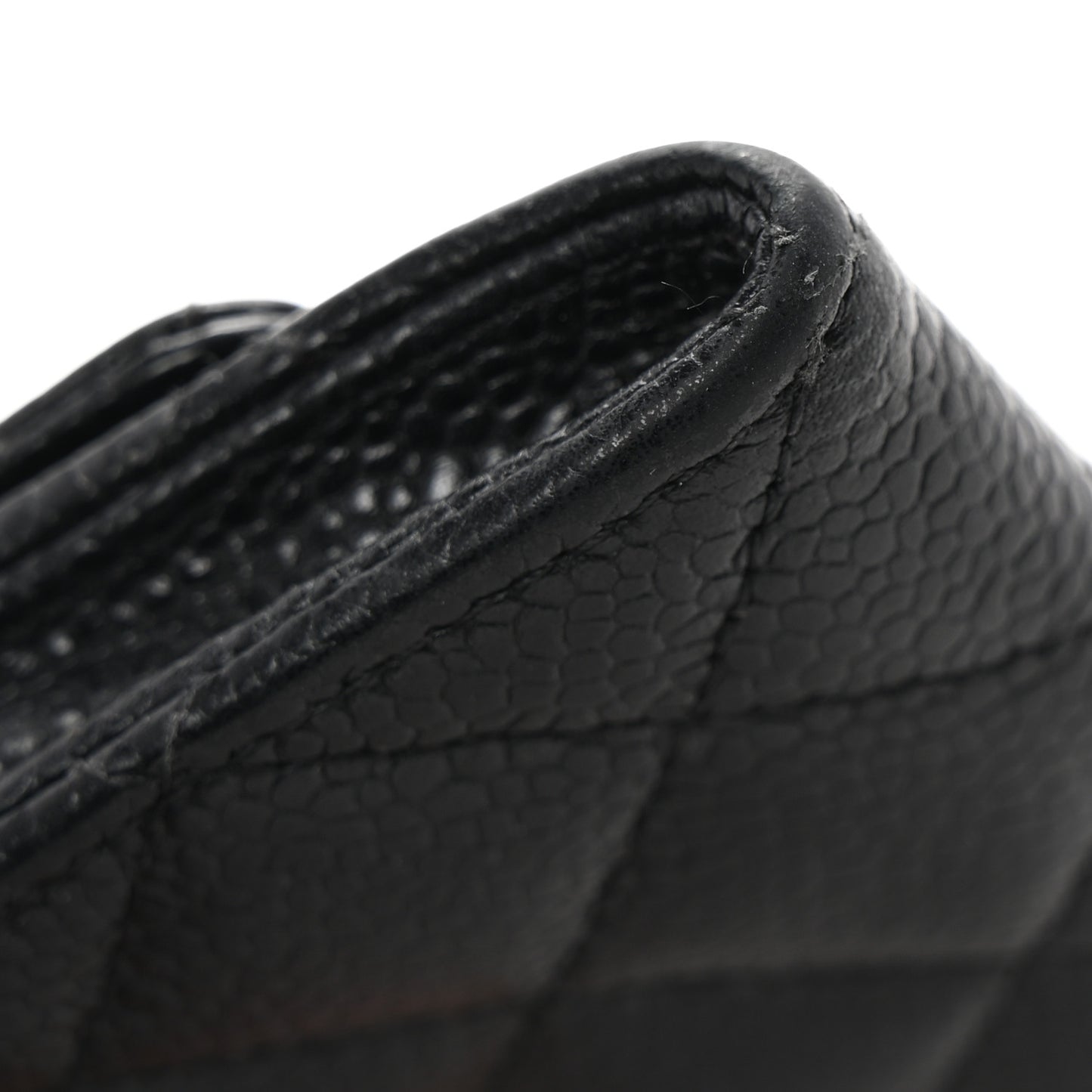 Caviar Quilted Flap Card Holder Black