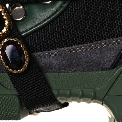 Gucci X SEGA Mesh Suede Calfskin Removable Crystals Flashtrek Sneakers 37.5 Loess Black Olive Green 7 of 7