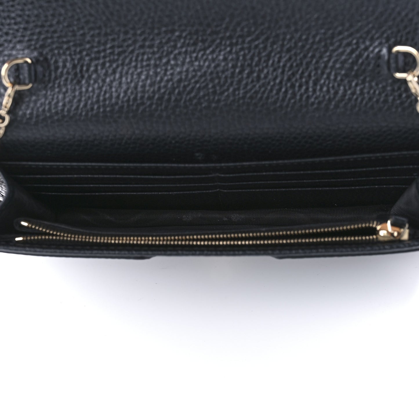 Pebbled Calfskin Soho Wallet on Chain Black