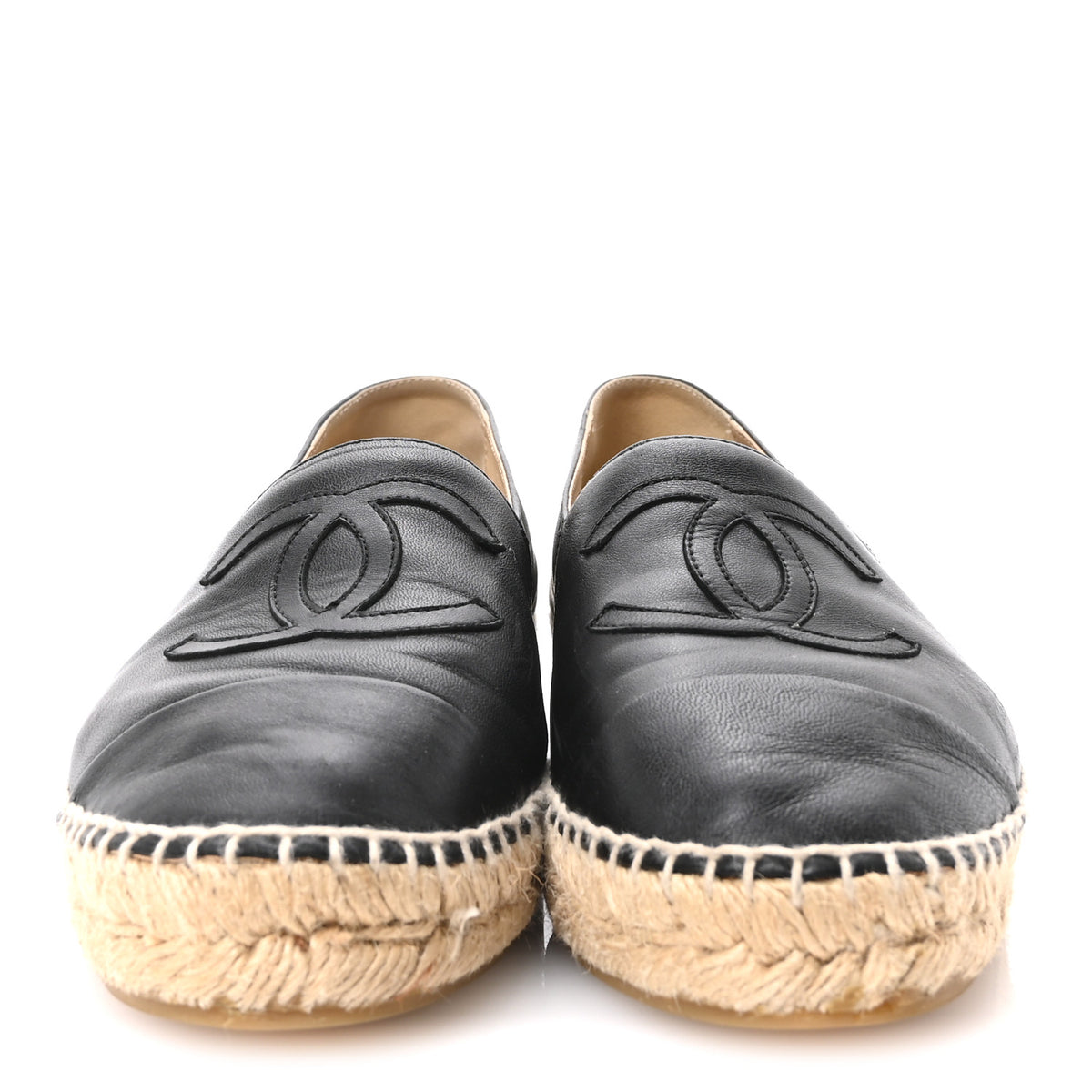 Chanel Lambskin CC Espadrilles 37 Black 3 of 9