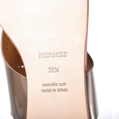 Hermes Metallic Calfskin Kola Sandals 38.5 Gold 6 of 7