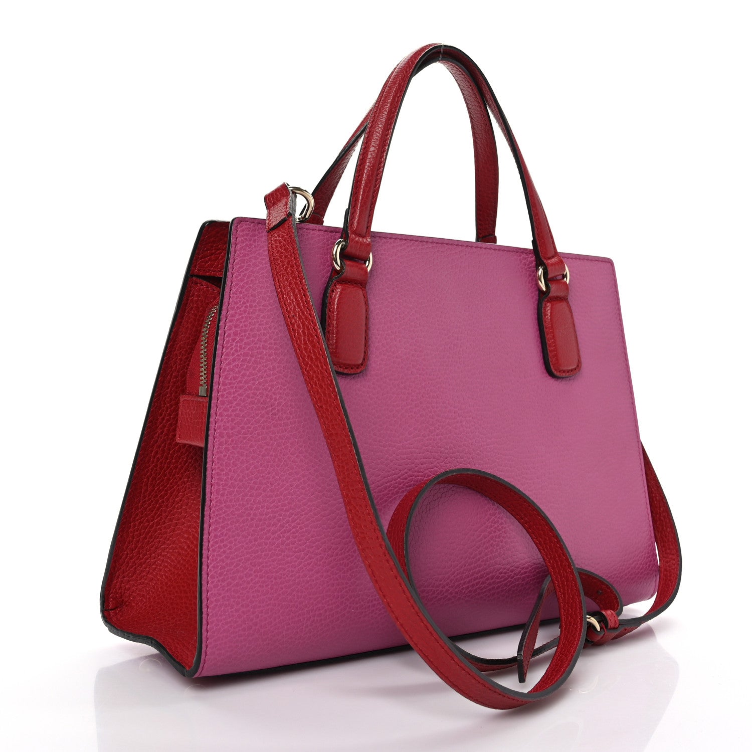 Gucci Dollar Calfskin Medium Soho Top Handle Satchel New Rosette Hibiscus Red 3 of 9