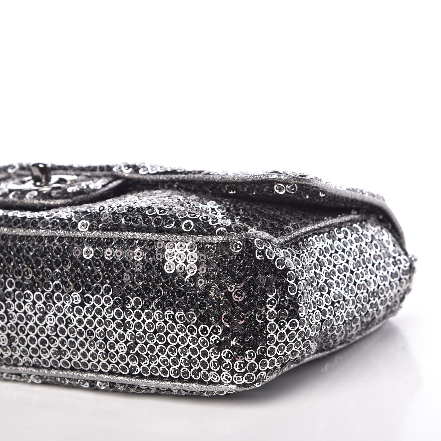 Sequin Mesh Medium Single Flap Silver