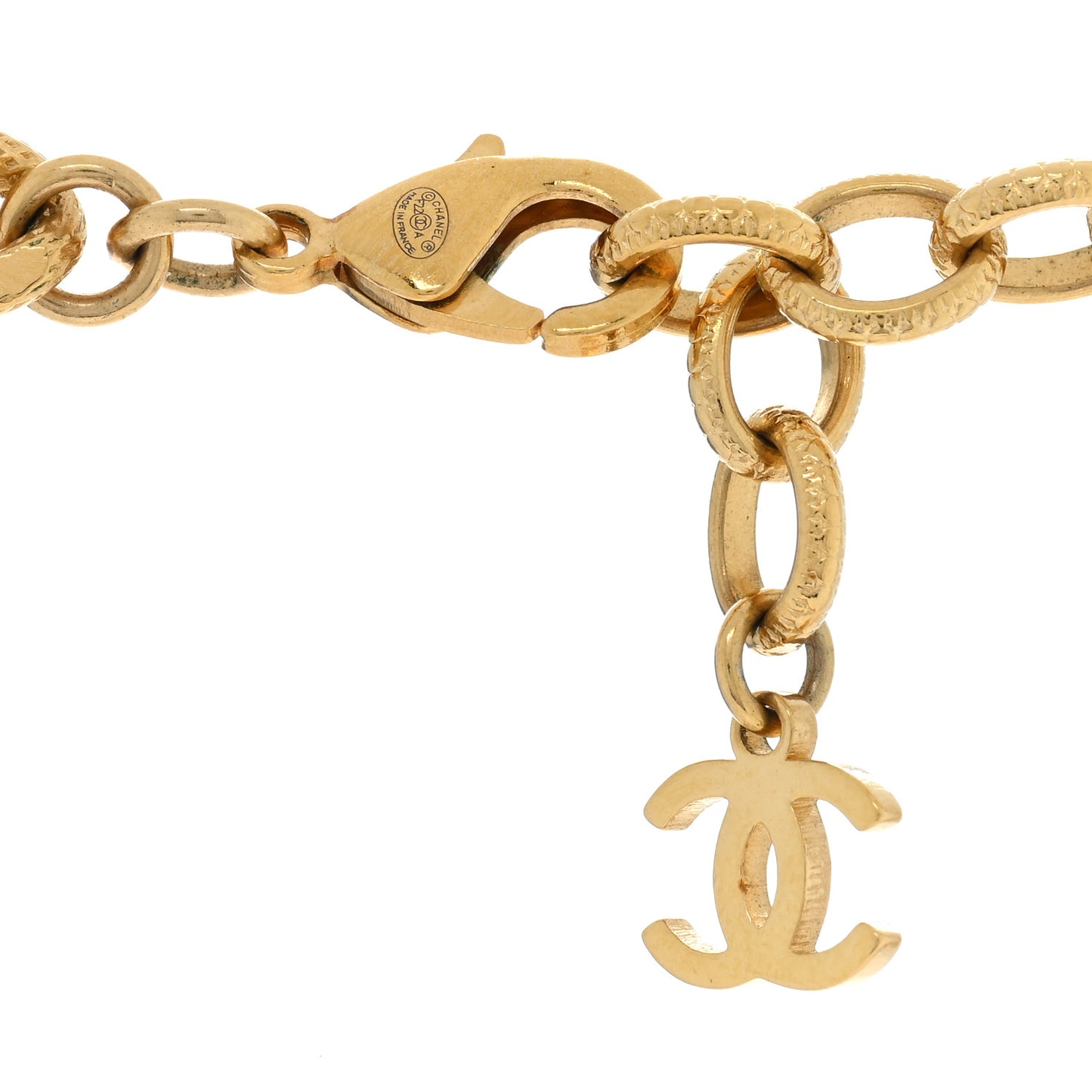 Crystal Chain Link CC Choker Necklace Gold