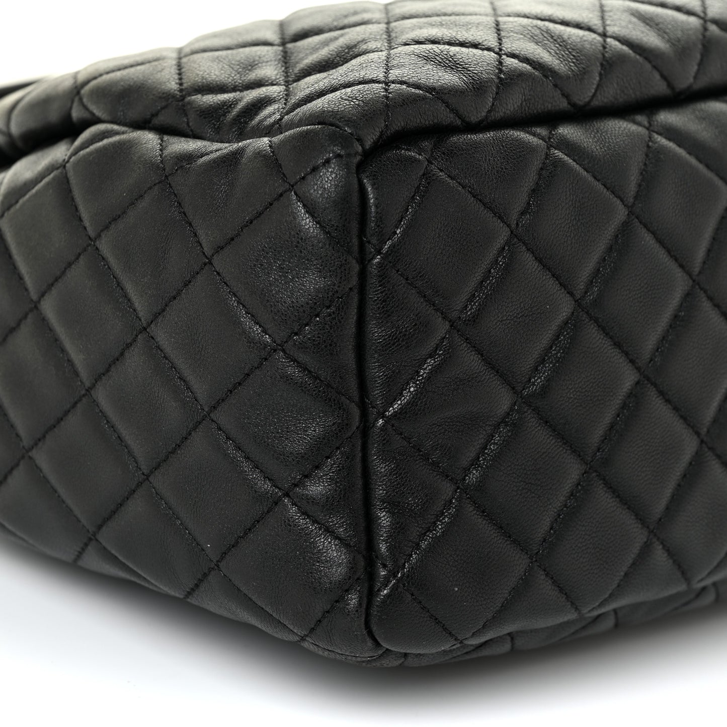 Lambskin Quilted Mini CC Chain Bucket Bag Black