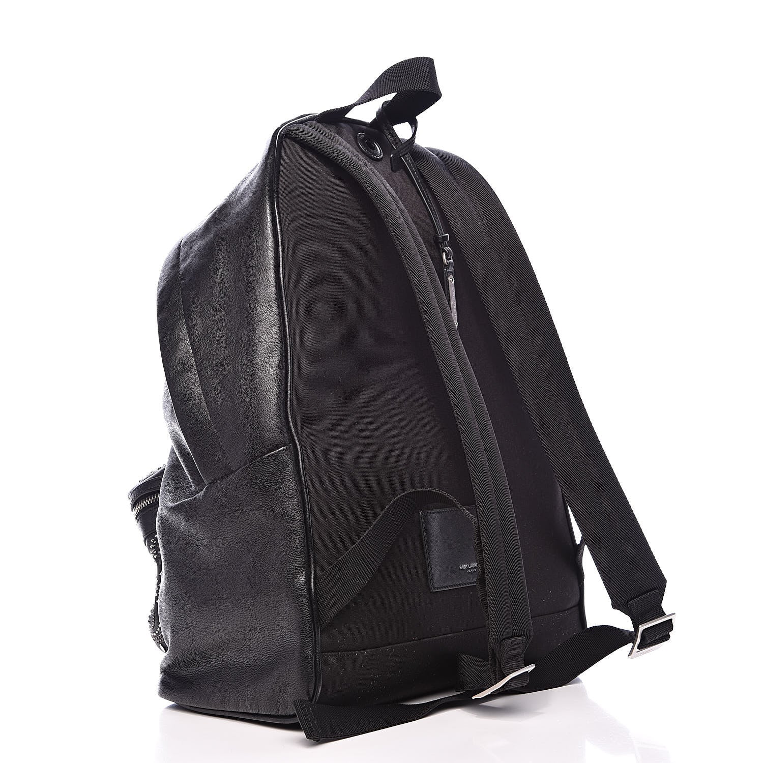 Saint Laurent Calfskin Bandana Stud City Backpack Black 3 of 13