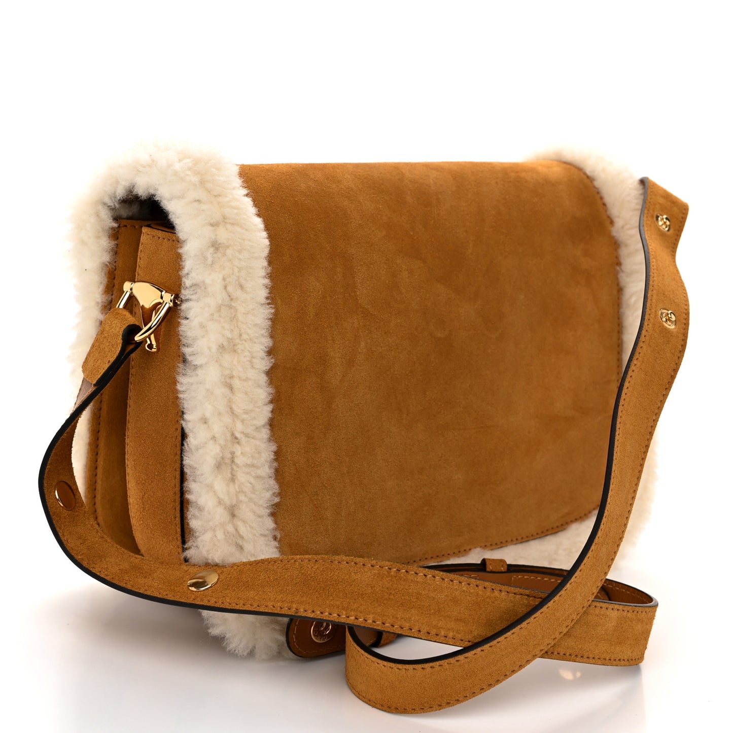 Suede Shearling Horsebit 1955 Shoulder Bag Brown