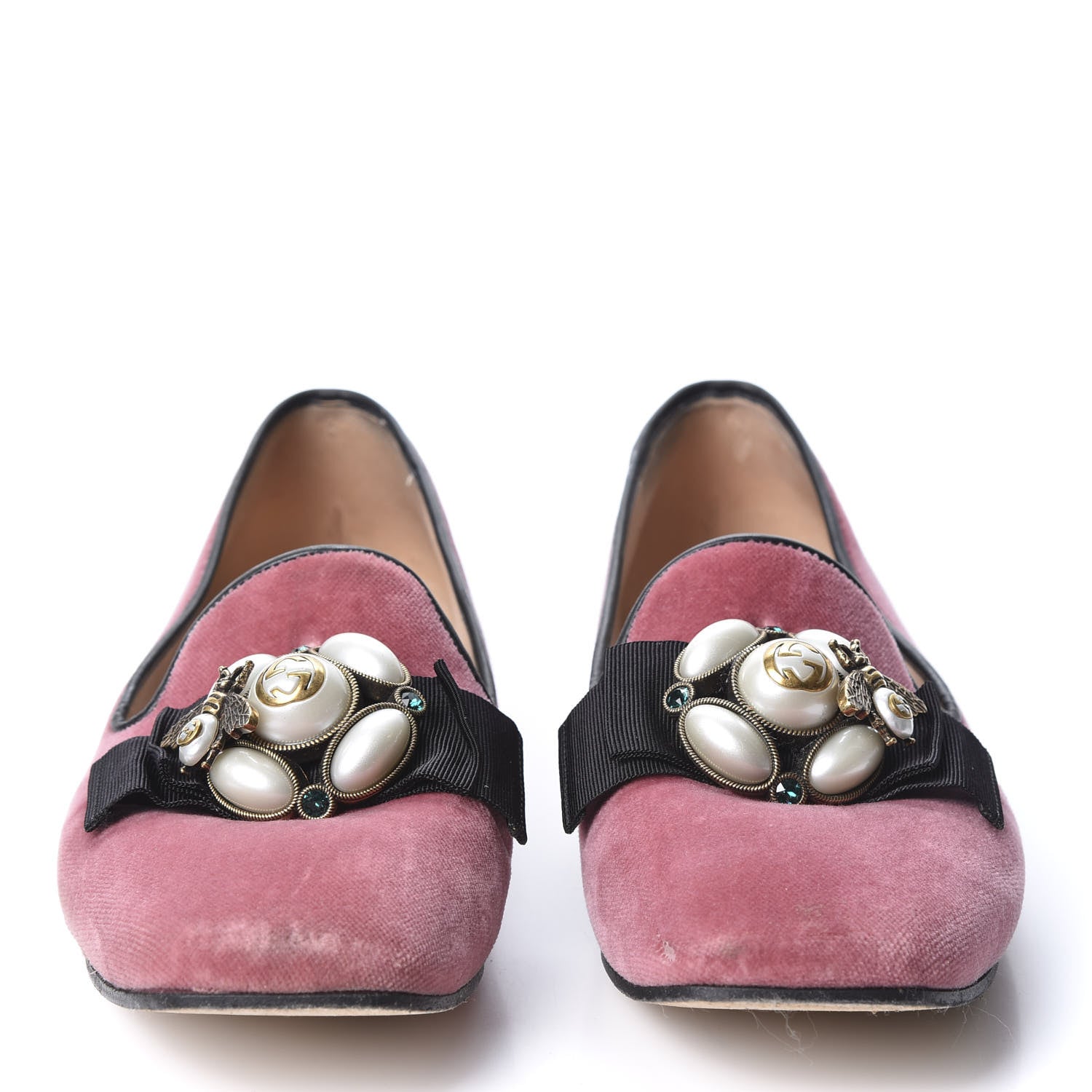 Gucci Velvet Etoile Pearl Embellished Loafers 38 Tibet Red 2 of 12